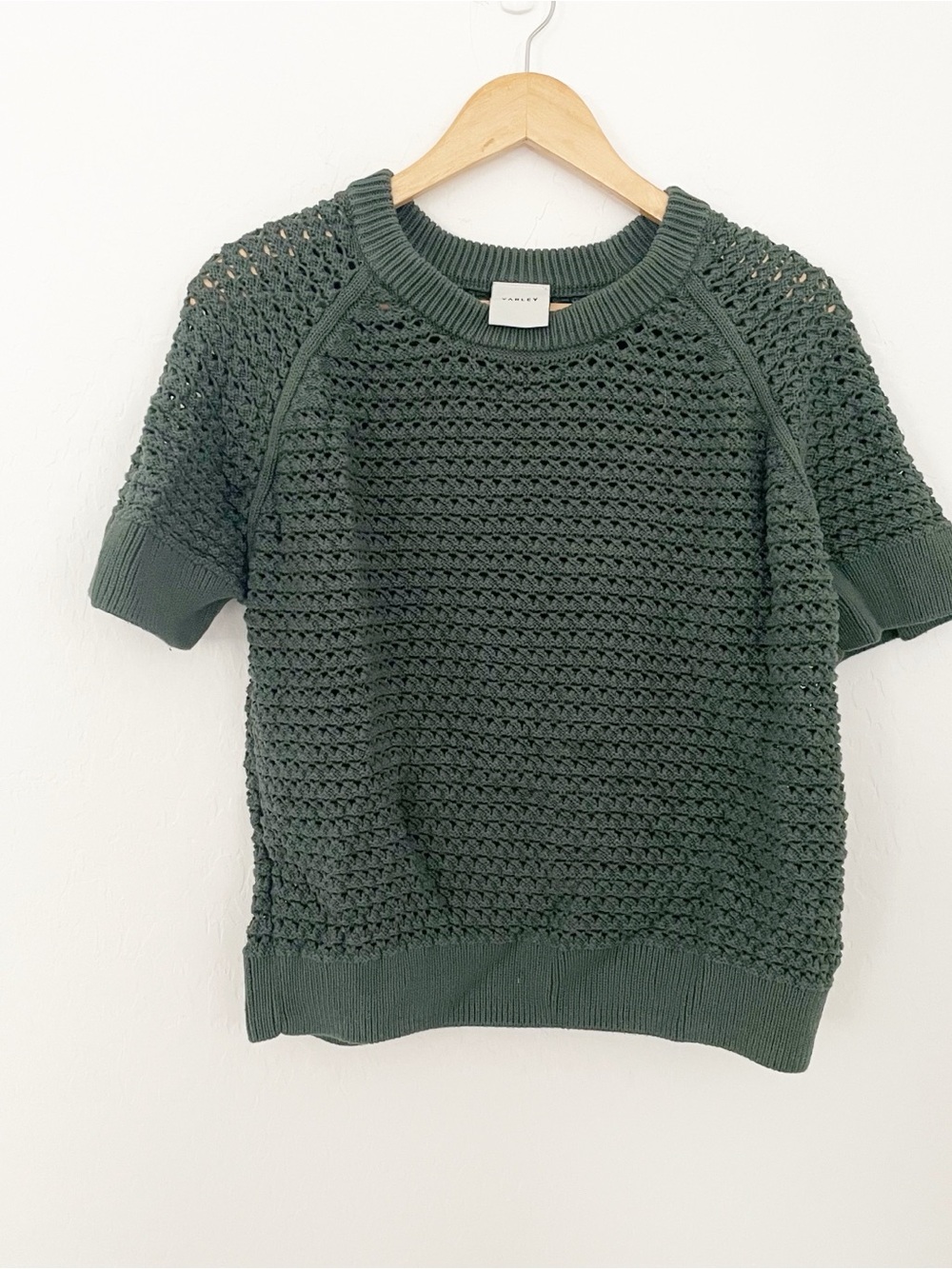 Varley Alva Knit Pullover Short Sleeve in Cilantro Green Size XL - Picture 3 of 7
